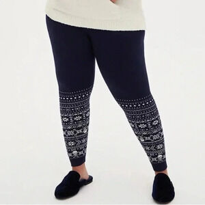 Torrid 2 (2X) Full Length Signature Waist Sweater Leggings Navy Blue Skull Print